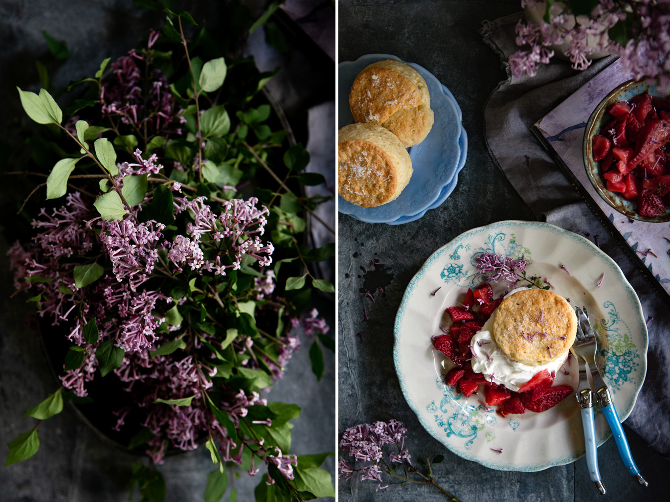 lilacs and strawberry shortcake