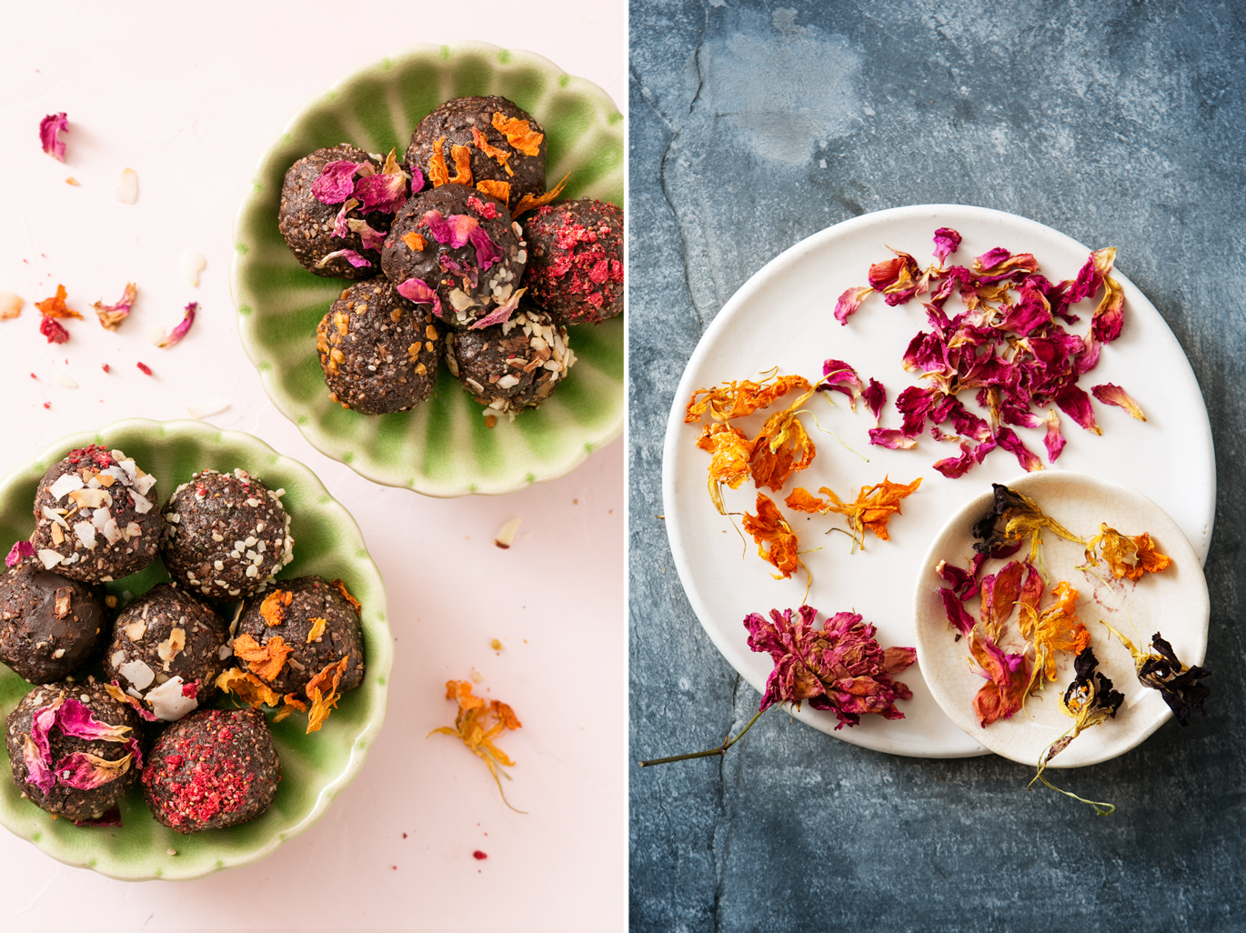 adaptogen bliss balls, toppings