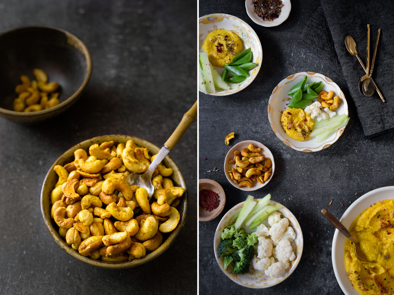 turmeric cashews and roasted golden beet hummus